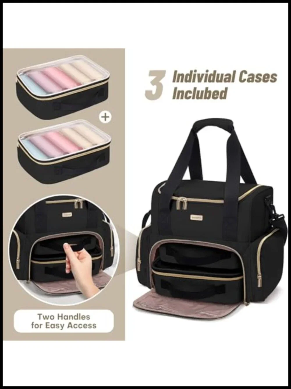 Large Travel Makeup Organizer Case with Removable Cases, Double Layer Cosmetic